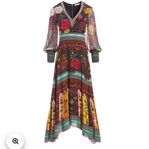 NWT Alice + Olivia Janey V Neck Flare Dress